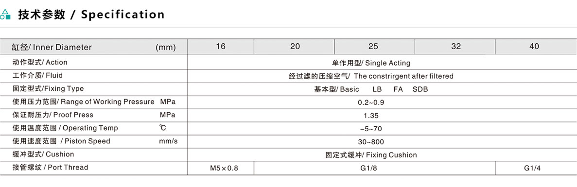 EMSAL 鋁合金迷你氣缸(單作用型)